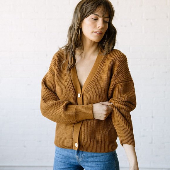 Tradlands Sweaters - Tradlands Shelter Cardigan in burnt sienna